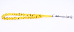Küre Kesim Fosilli Sıkma Kehribar Tesbih Tuğra Püskül 9,5 x 9,5 mm