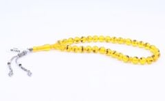 Küre Kesim Fosilli Sıkma Kehribar Tesbih Karo Püskül 9,5 x 9,5 mm