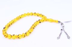 Küre Kesim Fosilli Sıkma Kehribar Tesbih Karo Püskül 9,5 x 9,5 mm