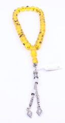 Küre Kesim Fosilli Sıkma Kehribar Tesbih Karo Püskül 9,5 x 9,5 mm