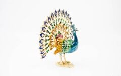 Swarovski Taşlı Mavi Tavuskuşu Figürlü Mücevher-Takı Kutusu