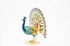 Swarovski Taşlı Mavi Tavuskuşu Figürlü Mücevher-Takı Kutusu