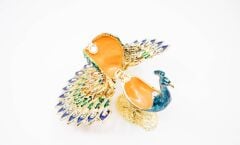 Swarovski Taşlı Mavi Tavuskuşu Figürlü Mücevher-Takı Kutusu