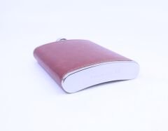 Kahverengi Deri Kaplama Cep Matarası/Flask 8 OZ