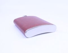 Kahverengi Deri Kaplama Cep Matarası/Flask 8 OZ
