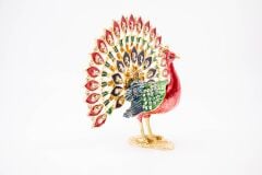 Swarovski Taşlı Kırmızı Tavuskuşu Figürlü Mücevher-Takı Kutusu