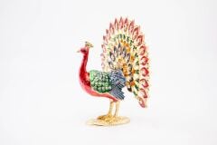 Swarovski Taşlı Kırmızı Tavuskuşu Figürlü Mücevher-Takı Kutusu