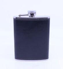 Siyah Deri Kaplama Cep Matarası/Flask 8 OZ