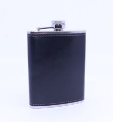 Siyah Deri Kaplama Cep Matarası/Flask 8 OZ