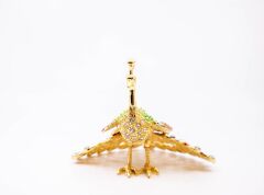 Swarovski Taşlı Golden Tavuskuşu Figürlü Mücevher-Takı Kutusu