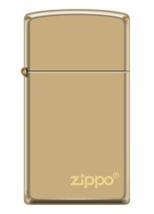 Zippo High Polish Brass Logo Dizayn Slim Çakmak
