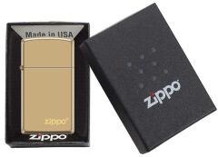 Zippo High Polish Brass Logo Dizayn Slim Çakmak