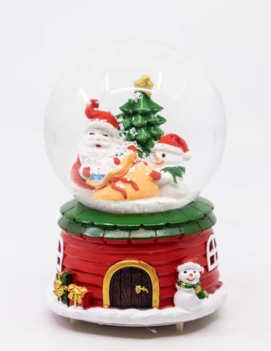 Noel Baba ve Kardan Adam Işıklı ve Müzikli Kar Küresi