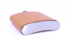 Turuncu Deri Kaplama Paslanmaz Çelik Cep Matarası - Hip Flask 7 OZ
