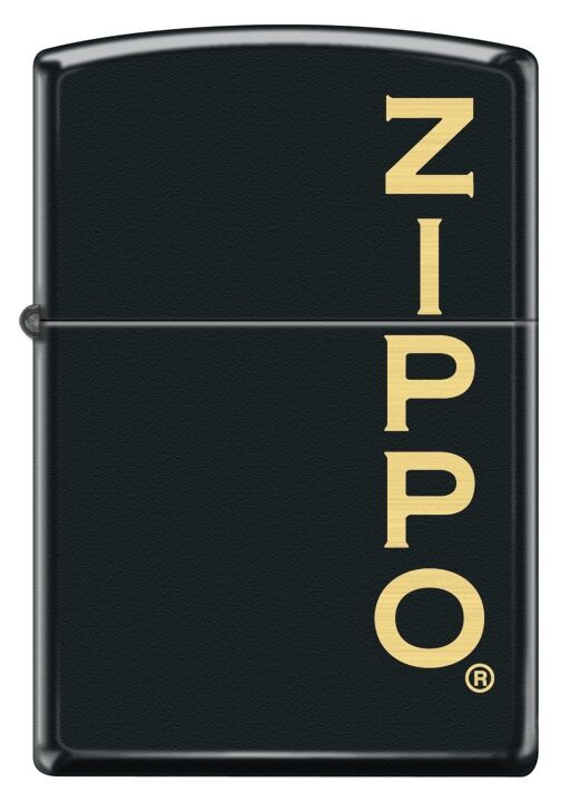 Zippo Siyah Mat Dikey Logo Dizayn Çakmak