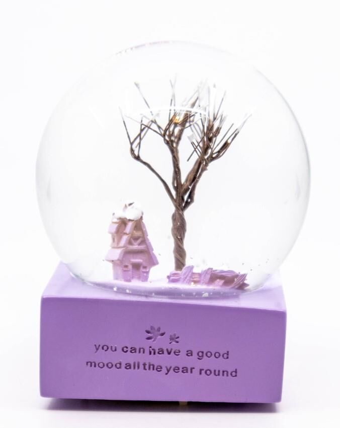 Dört Mevsim Işıklı ve Müzikli Kar Küresi - Lila