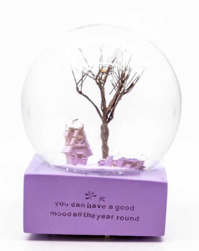 Dört Mevsim Işıklı ve Müzikli Kar Küresi - Lila