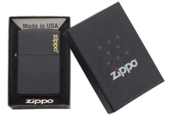 Zippo Black Mate Yellow Logo Çakmak