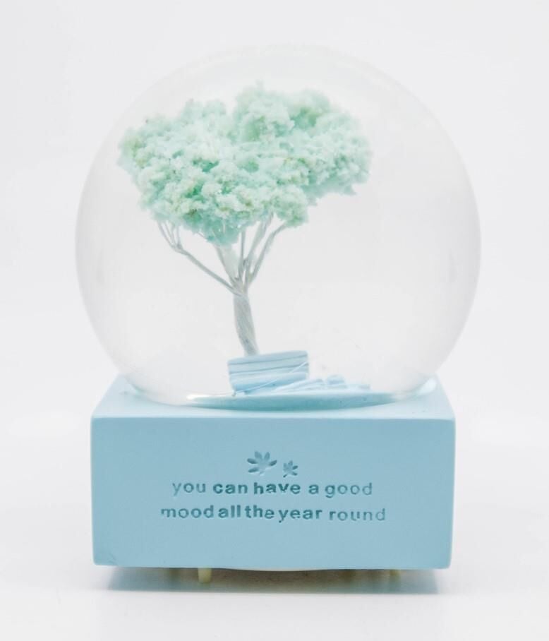 Dört Mevsim Işıklı ve Müzikli Kar Küresi - Mavi