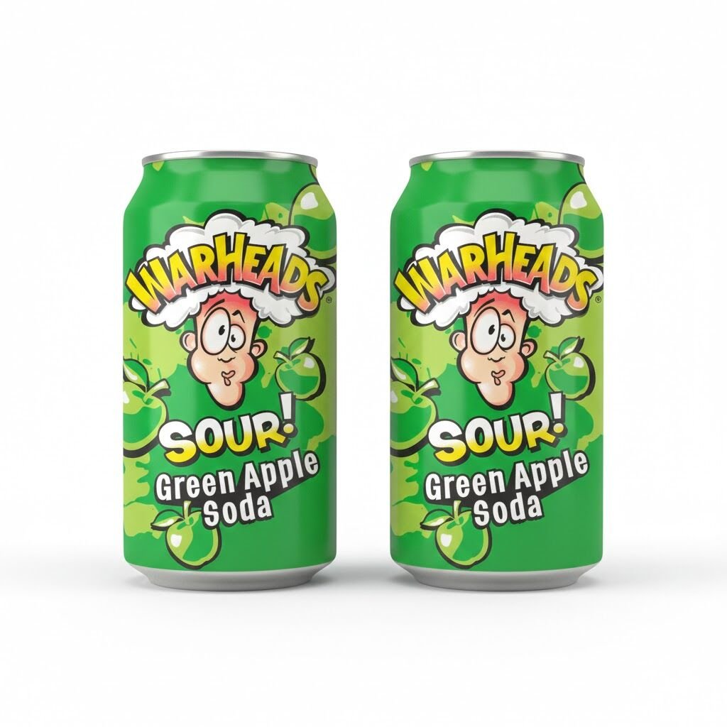 Warheads Sour Green Apple Soda - Ekşi Elma Aromalı Gazlı İçecek 330ml (2 ADET)