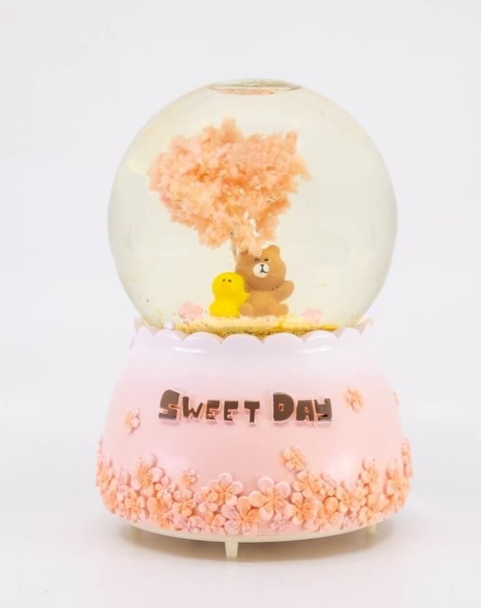 Sweet Day Kahverengi Işıklı ve Müzikli Kar Küresi