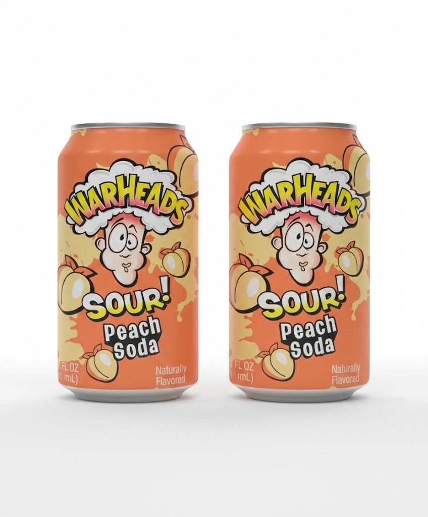 Warheads Sour Peach Soda - Ekşi Şeftali Aromalı Gazlı İçecek 330ml (2 ADET)