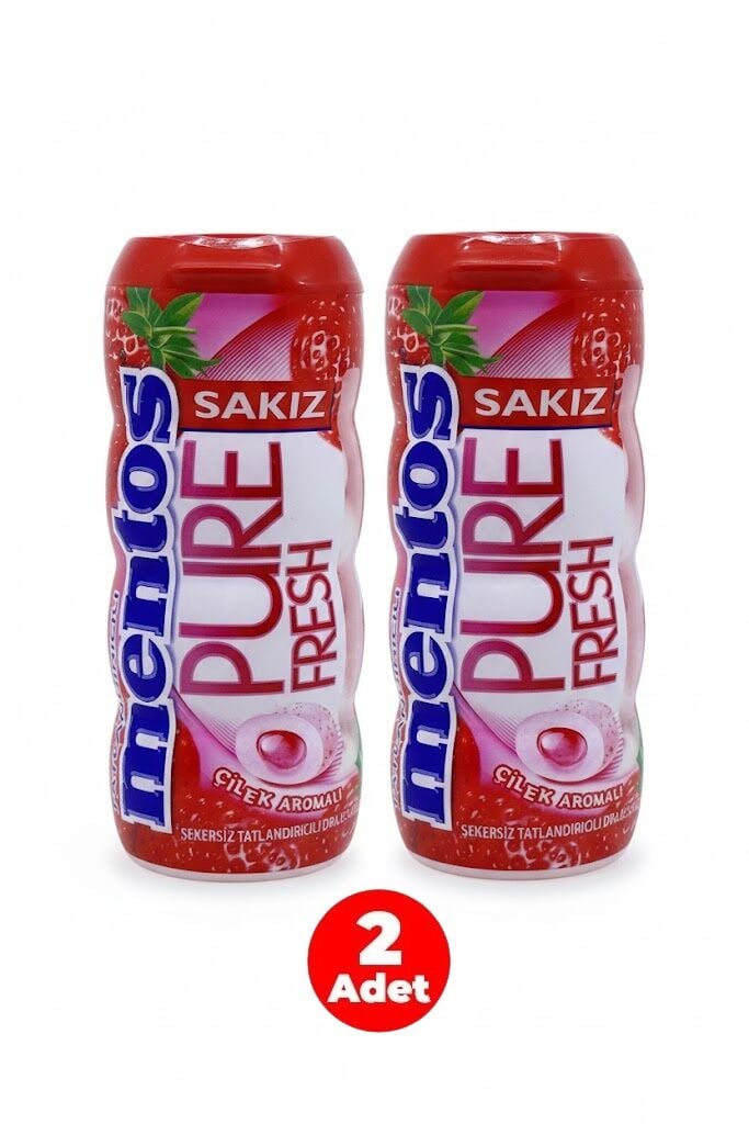 Mentos Pure Fresh Çilek Aromalı Sakız - Şekersiz(Tatlandırıcılı) 30g (2 ADET)