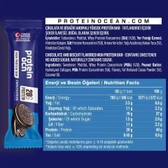 PROTEİNOCEAN Kakaolu Bisküvi ve Krema Aromalı Yüksek Protein Bar 50 g (2 Adet)
