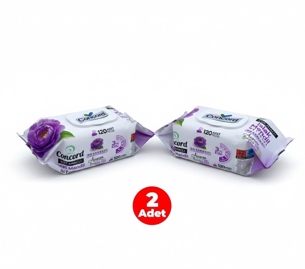 Concord Islak Mendil 120 Adet - Alkol içermez - pH Dengeli - Ege Esintisi (İKİLİ SET)