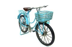 Vintage Dekoratif Metal Bisiklet Sepetli - Mavi