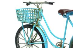 Vintage Dekoratif Metal Bisiklet Sepetli - Mavi