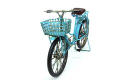 Vintage Dekoratif Metal Bisiklet Sepetli - Mavi