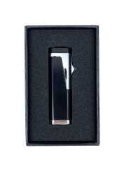 Profesyonel Puro Çakmağı Rüzgara Dayanıklı 3 Jet Alev ve Delici Bir Arada - Mat Siyah & Gümüş Renk