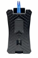 Metalik Füme Çift Pürmüz Alevli Puro Çakmağı – Entegre Delicili (Punch)