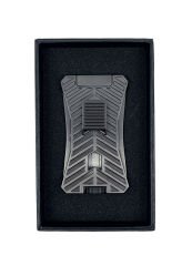 Metalik Füme Çift Pürmüz Alevli Puro Çakmağı – Entegre Delicili (Punch)