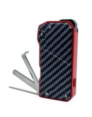 Karbon Fiber Desenli Pipo Çakmağı - Dahili Pipo Kaşığı Kırmızı-Siyah