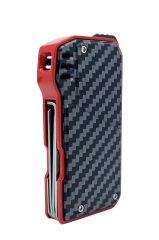 Karbon Fiber Desenli Pipo Çakmağı - Dahili Pipo Kaşığı Kırmızı-Siyah