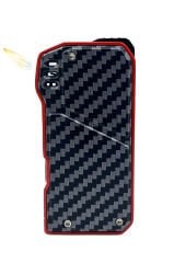 Karbon Fiber Desenli Pipo Çakmağı - Dahili Pipo Kaşığı Kırmızı-Siyah