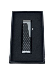 Profesyonel Puro Çakmağı Rüzgara Dayanıklı 3 Jet Alev ve Delici Bir Arada - Karbon Fiber Dizayn