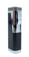 Profesyonel Puro Çakmağı Rüzgara Dayanıklı 3 Jet Alev ve Delici Bir Arada - Karbon Fiber Dizayn