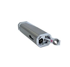 Profesyonel Puro Çakmağı Rüzgara Dayanıklı 3 Jet Alev ve Delici Bir Arada - Füme & Gümüş Renk