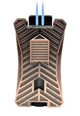 Metalik Bronz Çift Pürmüz Alevli Puro Çakmağı – Entegre Delicili (Punch)