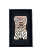 Metalik Bronz Çift Pürmüz Alevli Puro Çakmağı – Entegre Delicili (Punch)