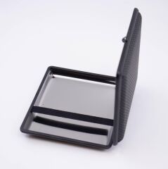 Angelo Siyah Karbon Fiber Görünüm Şık Tasarımlı Tabaka - Paslanmaz Krom Kaplama İç Yüzey