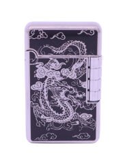 Dupont Tarzı Mum Alev Çakmak Ejder Gravür Desen - Siyah/Füme