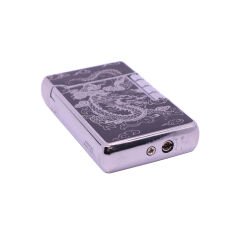 Dupont Tarzı Mum Alev Çakmak Ejder Gravür Desen - Siyah/Füme