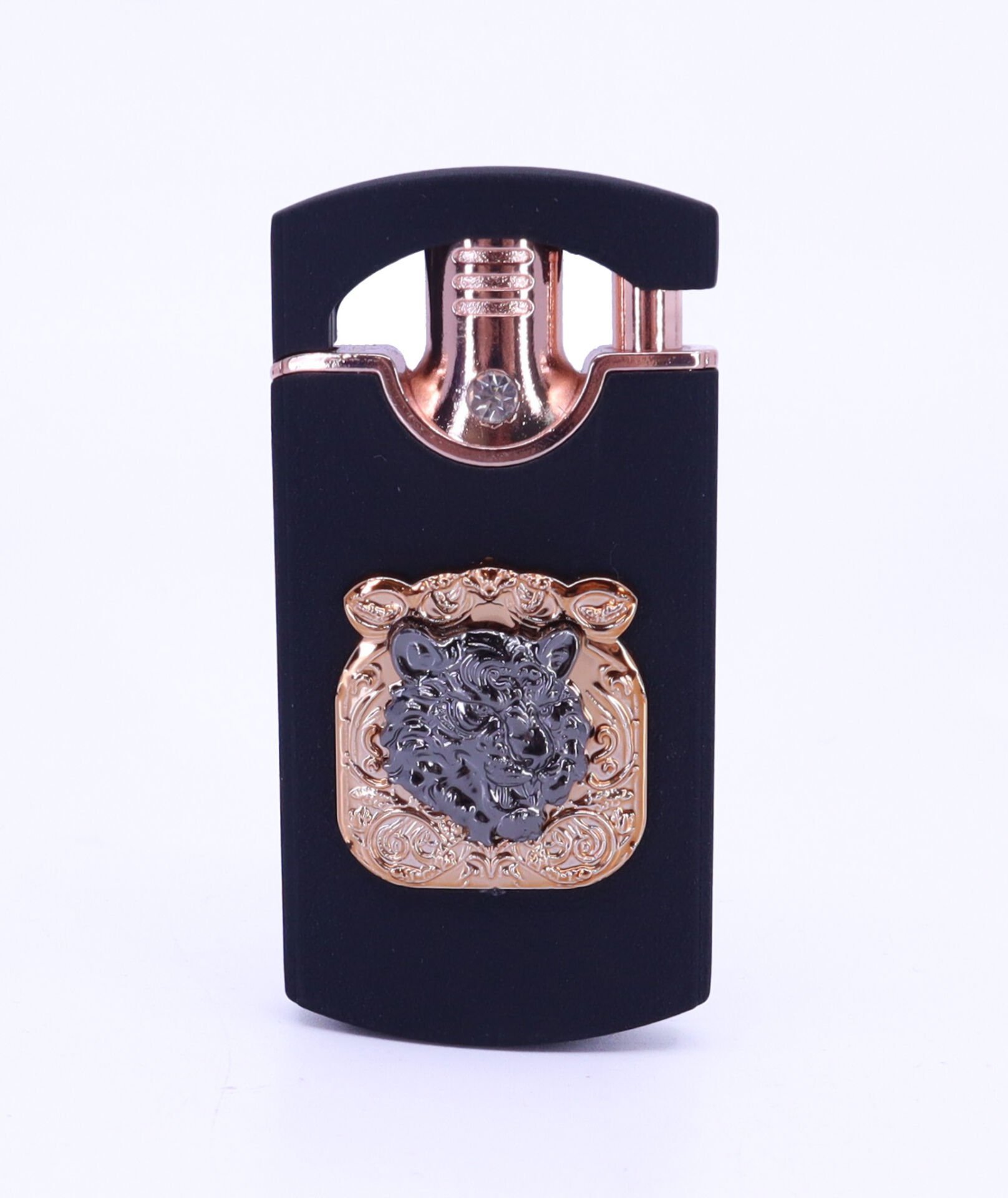 Kaplan Kabartma Amblem Tek Torch Puro Çakmağı - Siyah