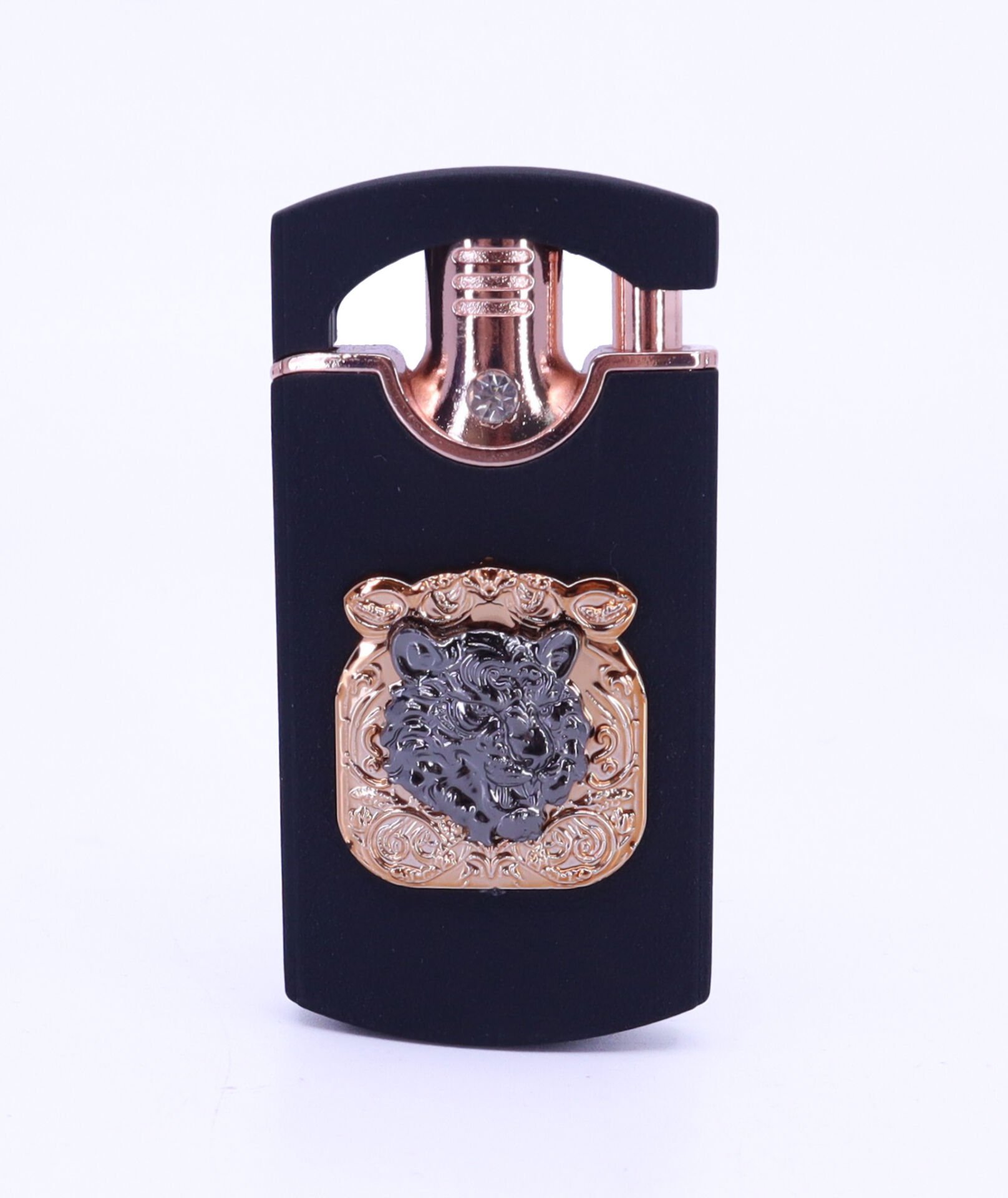 Kaplan Kabartma Amblem Tek Torch Puro Çakmağı - Siyah