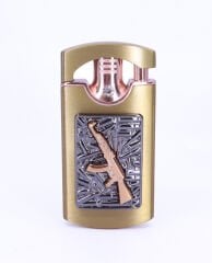 Kalaşnikof AK-47 Kabartma Amblem Tek Torch Puro Çakmağı - Pirinç Renk