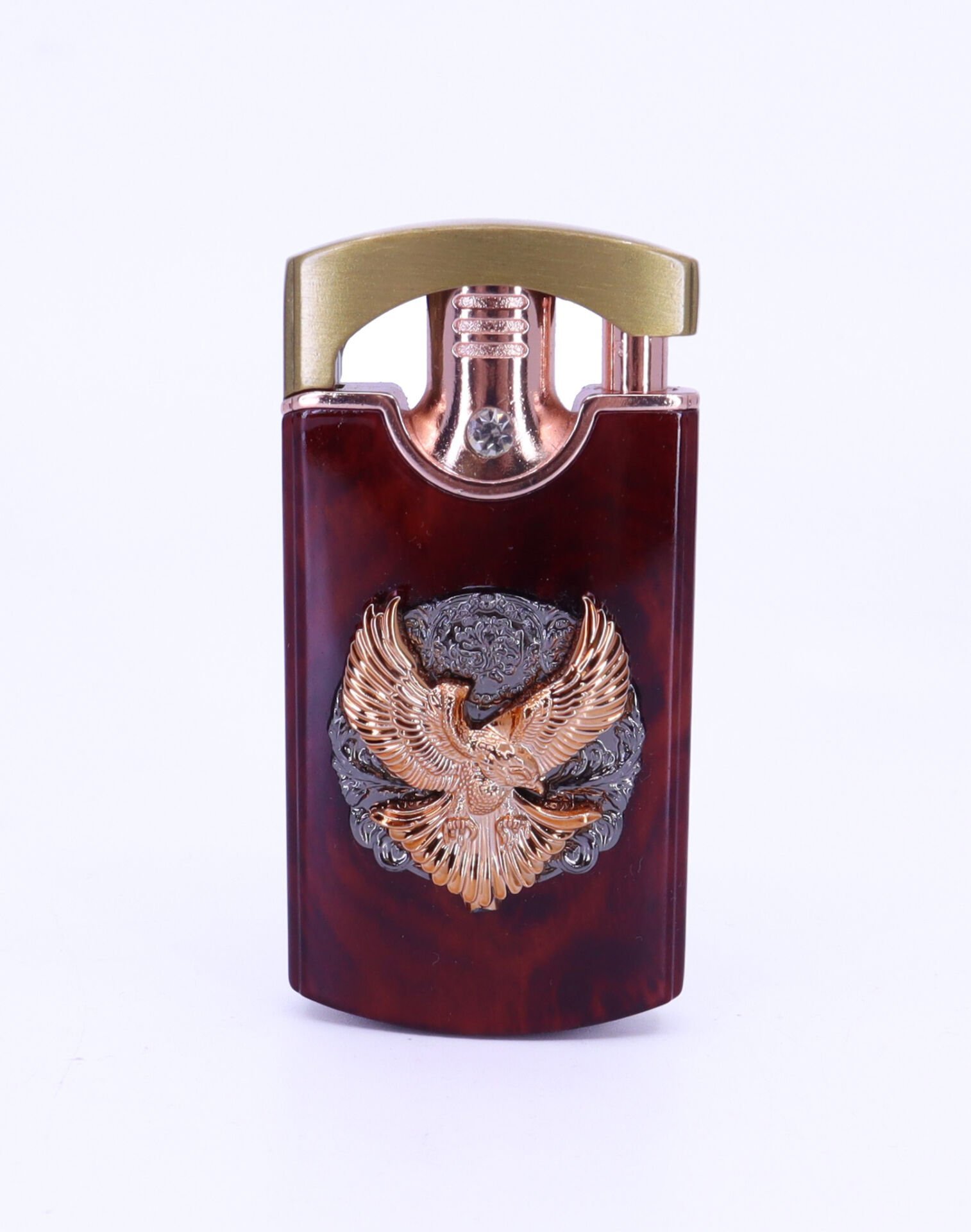 Kartal Kabartma Amblem Tek Torch Puro Çakmağı - Kahverengi